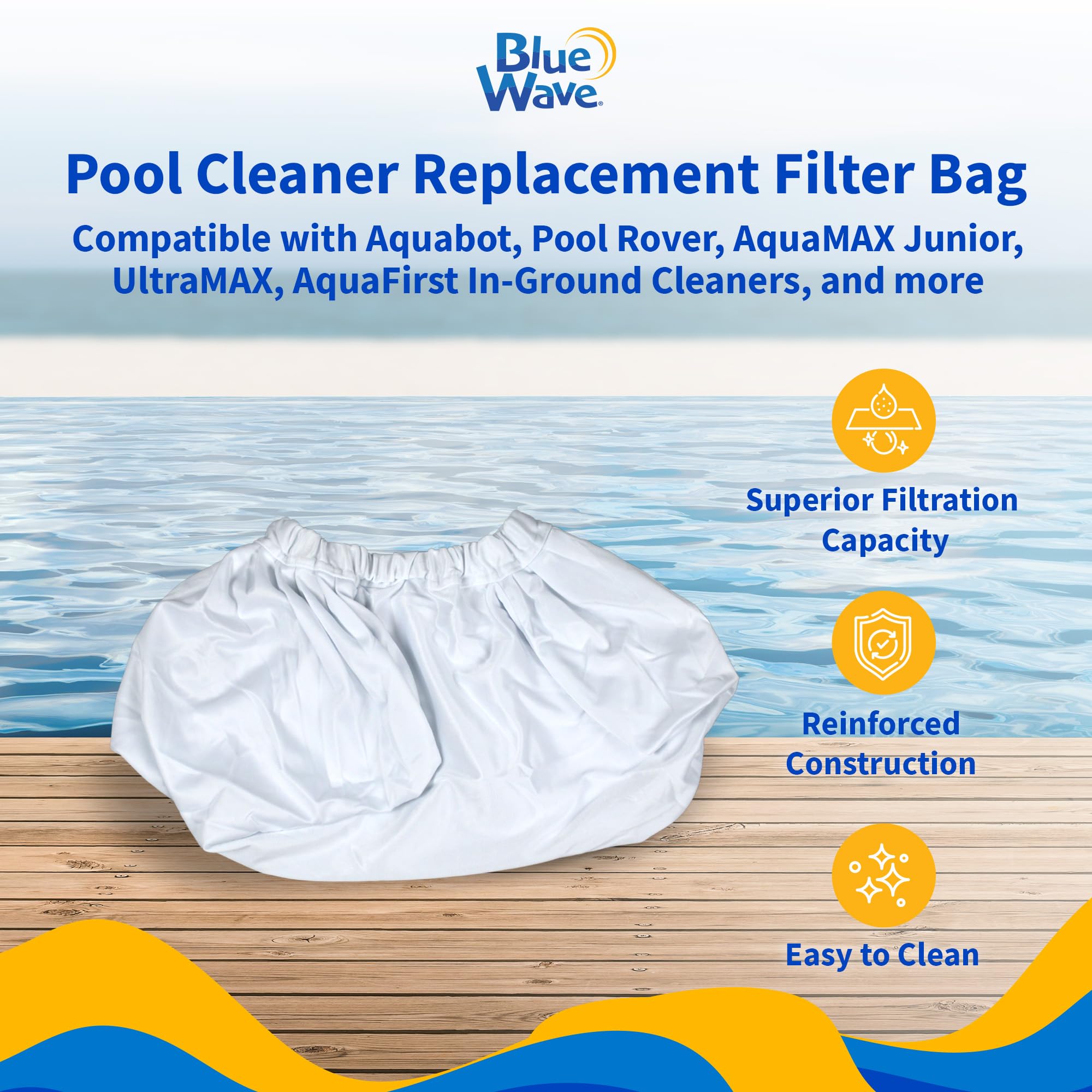 Blue Wave Aquafirst & Aquabot Pool Cleaner Replacement Filter Bag - White | Compatible with Most Robotic Pool Cleaners | Perfect for In-Ground & Above Ground Pools