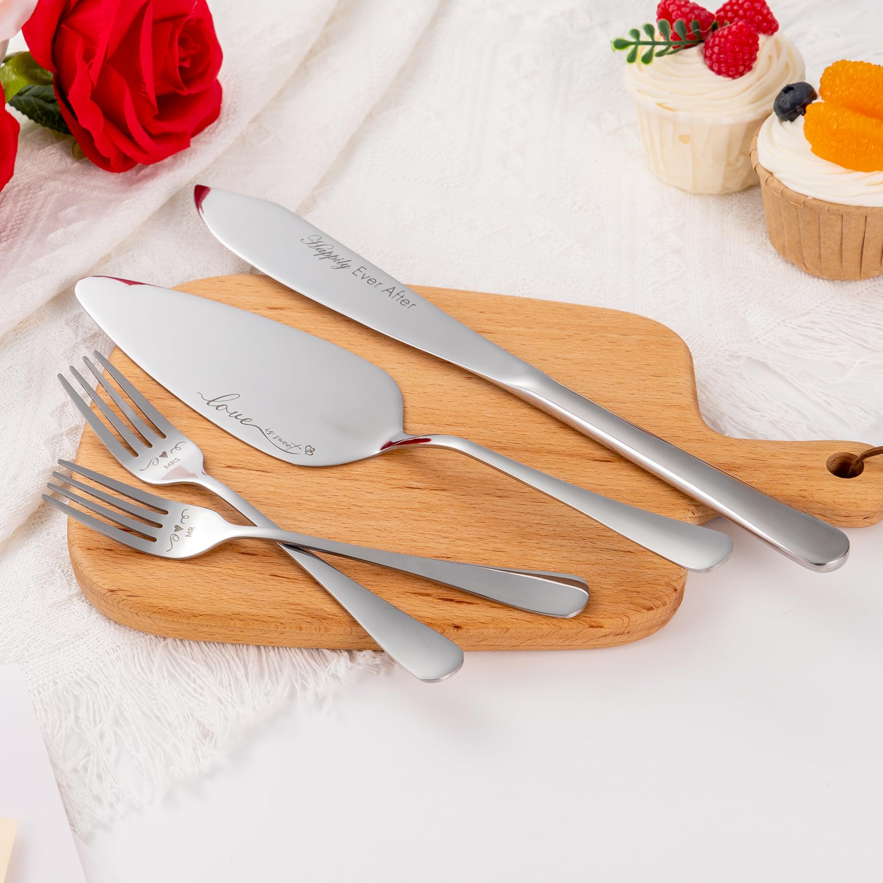Elegant Silver Wedding Cake Knife and Server Set - Perfect for Wedding Cake Cutting, Engagement Gifts for Couples - Ideal for Wedding Receptions, Bridal Showers & Anniversary Celebrations
