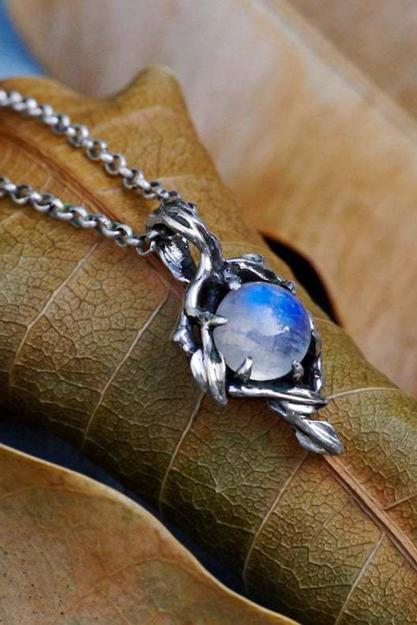 Vintage Rainbow Moonstone Glass Water Drop Pendant Necklace for Women - Elegant Boho Jewelry Gift for Birthday, Wedding & Special Occasions