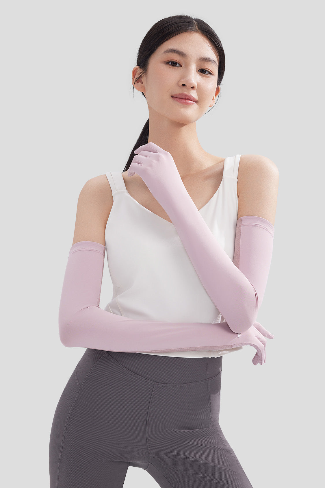 Longloop Women's UPF50+ Sun Protection Arm Sleeves with Gloves - UV Blocking Cooling Arm Covers for Outdoor Sports, Cycling, Running & Driving