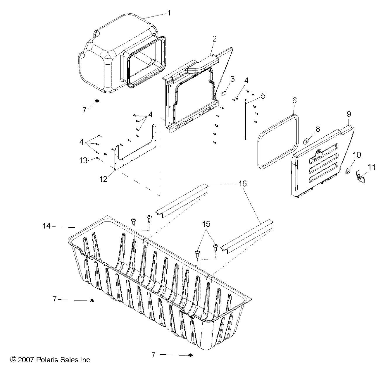Polaris Ranger Storage Box Cover - Genuine OEM Part 5435650-070 (Quantity 1) | Durable Utility Box for ATV Accessories & Off-Road Vehicle Storage