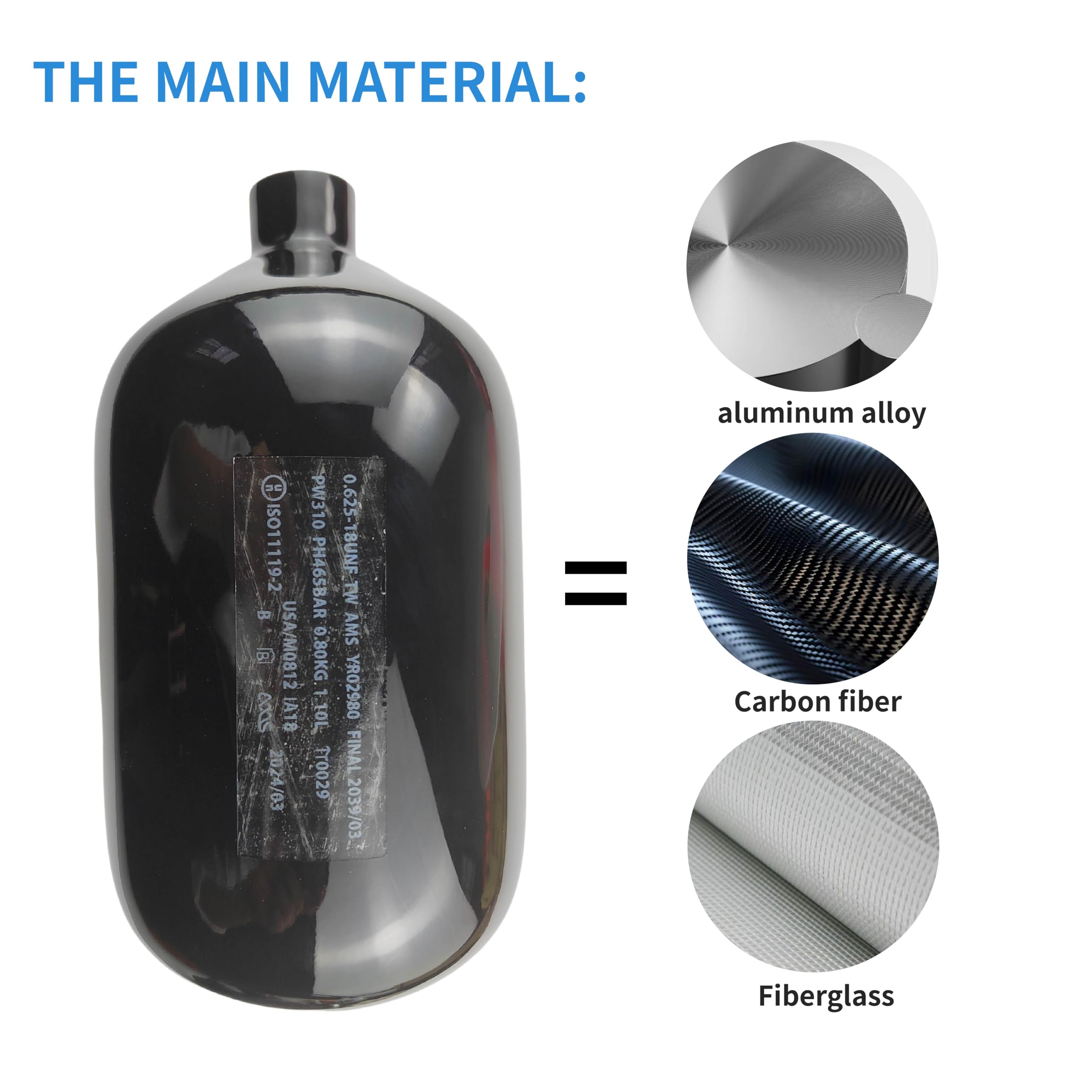 DOT 68ci 4500psi Carbon Fiber Paintball PCP Air Tank with 800Psi Regulator - HPA Tank for Paintball Guns, PCP Air Rifles & Airsoft (2024 Model) | Perfect for Competitive Paintball, Target Shooting & Outdoor Airsoft Battles