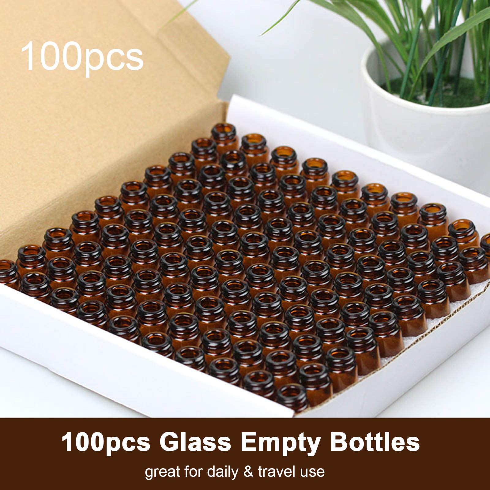 EXCLUZO 100pcs Empty Glass Bottles - Refillable Travel Size Cosmetic Containers for Makeup, Toiletries & Liquids | Portable Leakproof Storage for Skincare, Essential Oils & DIY Beauty Products (Great for Travel, Home & Salon Use)