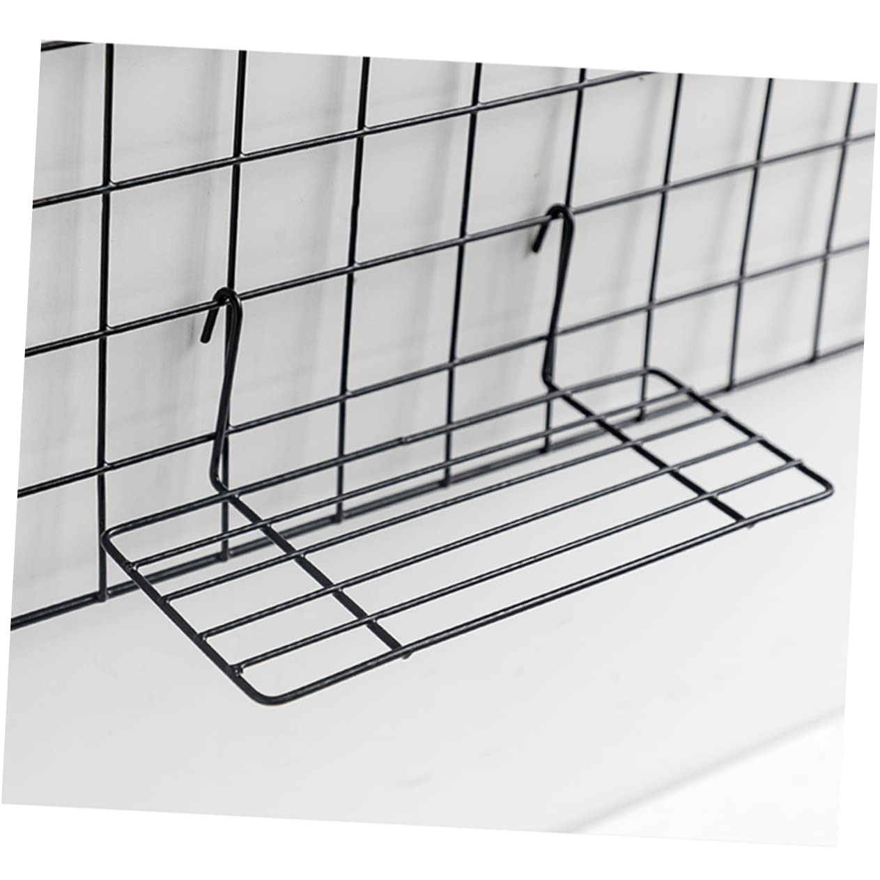 STOBAZA 3-Pack Black Metal Wall Grid Panel Shelves - Wire Storage Basket Organizer for Kitchen, Bathroom & Garage - Heavy Duty Straight Shelf Rack for Home Organization