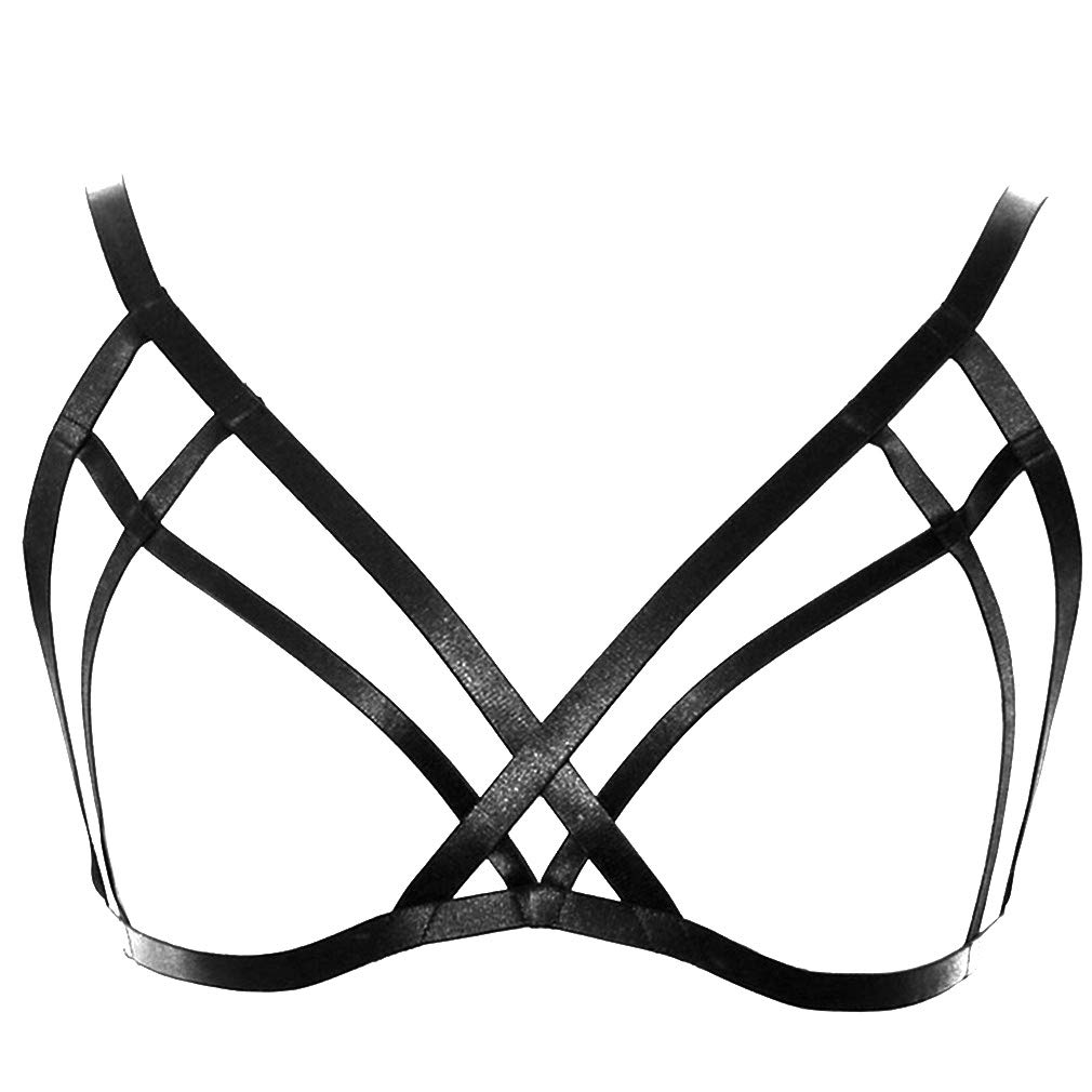 Women's Gothic Punk Body Harness Bra Cage Strap Belt - Stretchy Dancewear for Rave, Photography & Festival Outfits | Perfect for Cosplay, Nightlife & Alternative Fashion