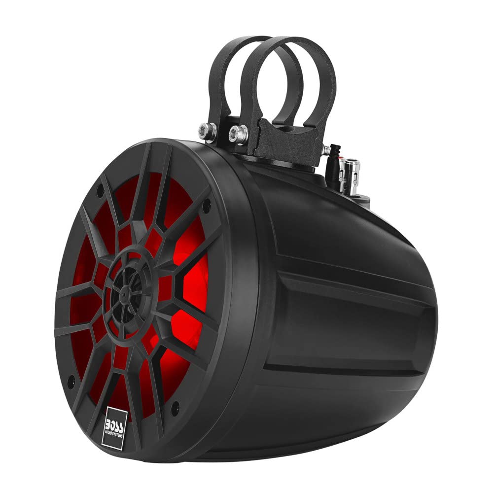 BOSS Audio Systems MPWT60RGB 6.5 Inch ATV Marine Boat Wake Tower Speakers - IPX6 Waterproof, RGB Multi-Color LED Lights, Golf Cart & UTV Compatible - Perfect for Off-Road, Boating & Outdoor Adventures