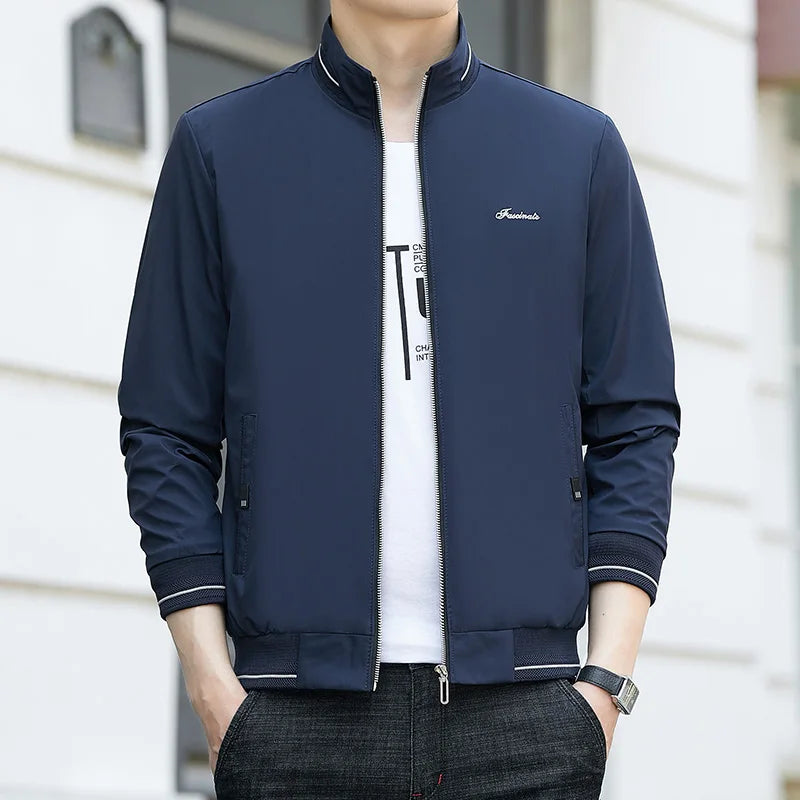 8XL Men's Windbreaker Jacket - Lightweight Autumn Business Casual Slim Coat for Plus Size Men (7XL, 6XL Options) - Perfect for Office Wear, Outdoor Activities & Travel