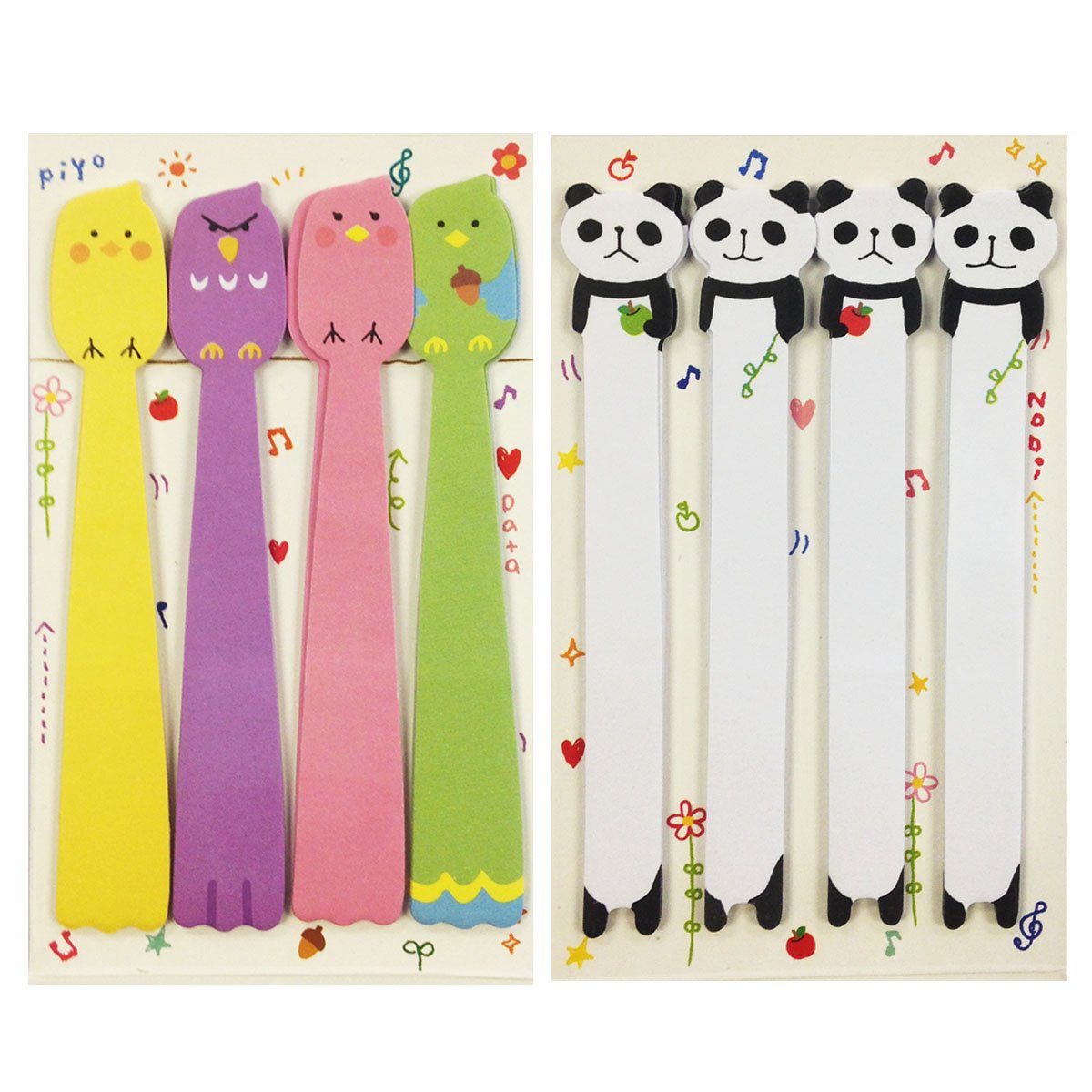 Wrapables Bookmark Flag Index Tab Sticky Notes - 2-Pack with Panda & Tweety Birds Design - Perfect for Books, Planners, and Office Organization