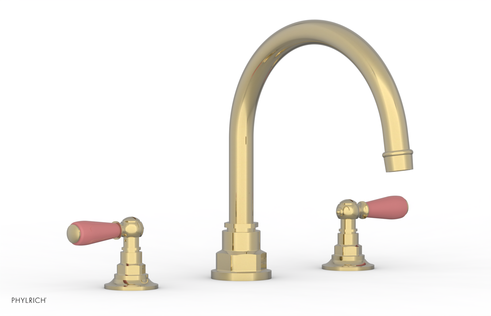 Jamestown Deck Tub Set with Lever Handles & Pink Accents - 165