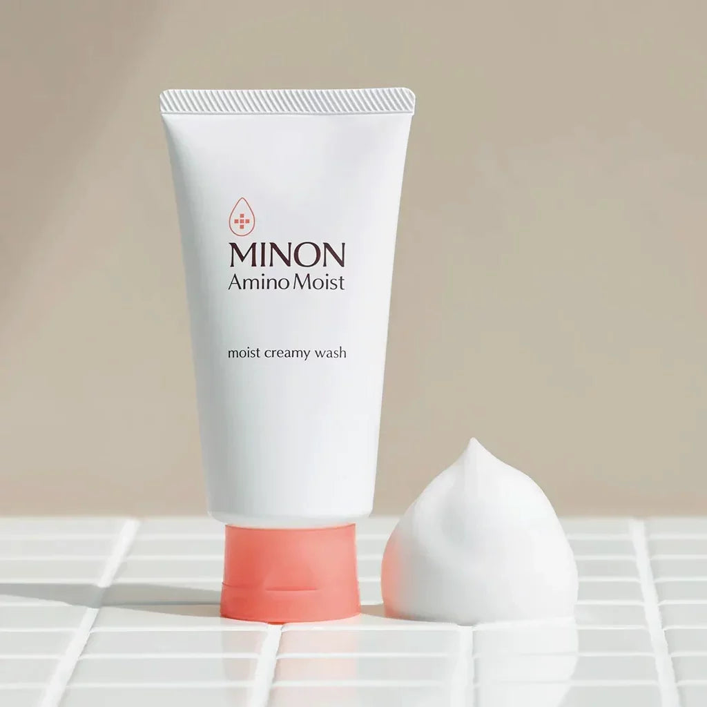 Minon Amino Moist Creamy Wash Cleansing Foam 100g - Gentle Face Wash for Sensitive Skin, Hydrating & Soothing Facial Cleanser - Perfect for Daily Skincare Routine & Post-Makeup Removal