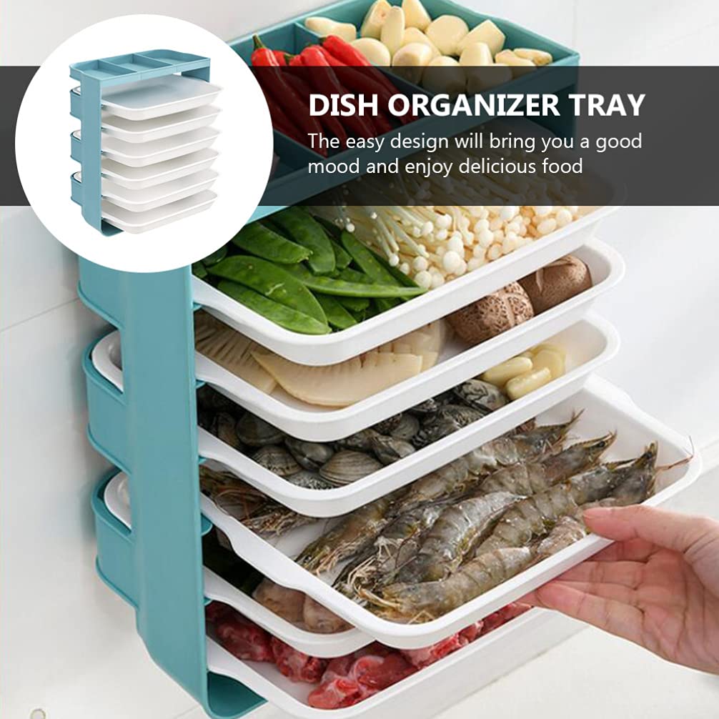 DOITOOL Wall Mounted Food Prep Tray - Multilayer Plastic Storage Shelves for Cooking, Hot Pot, Grilling & Barbecue - Space Saving Kitchen Organizer for Plates, Dishes & Utensils - Perfect for Small Kitchens, Camping & Outdoor Cooking