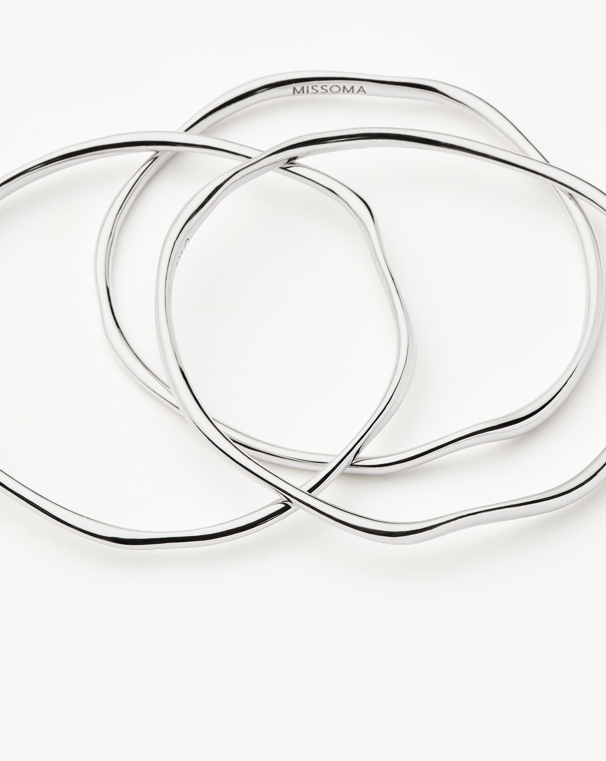 Trio Molten Ripple Bangle Bracelet Set - Sterling Silver Stackable Bracelets for Women, Dainty Layered Jewelry Gift for Her | Perfect for Everyday Wear, Date Night & Special Occasions