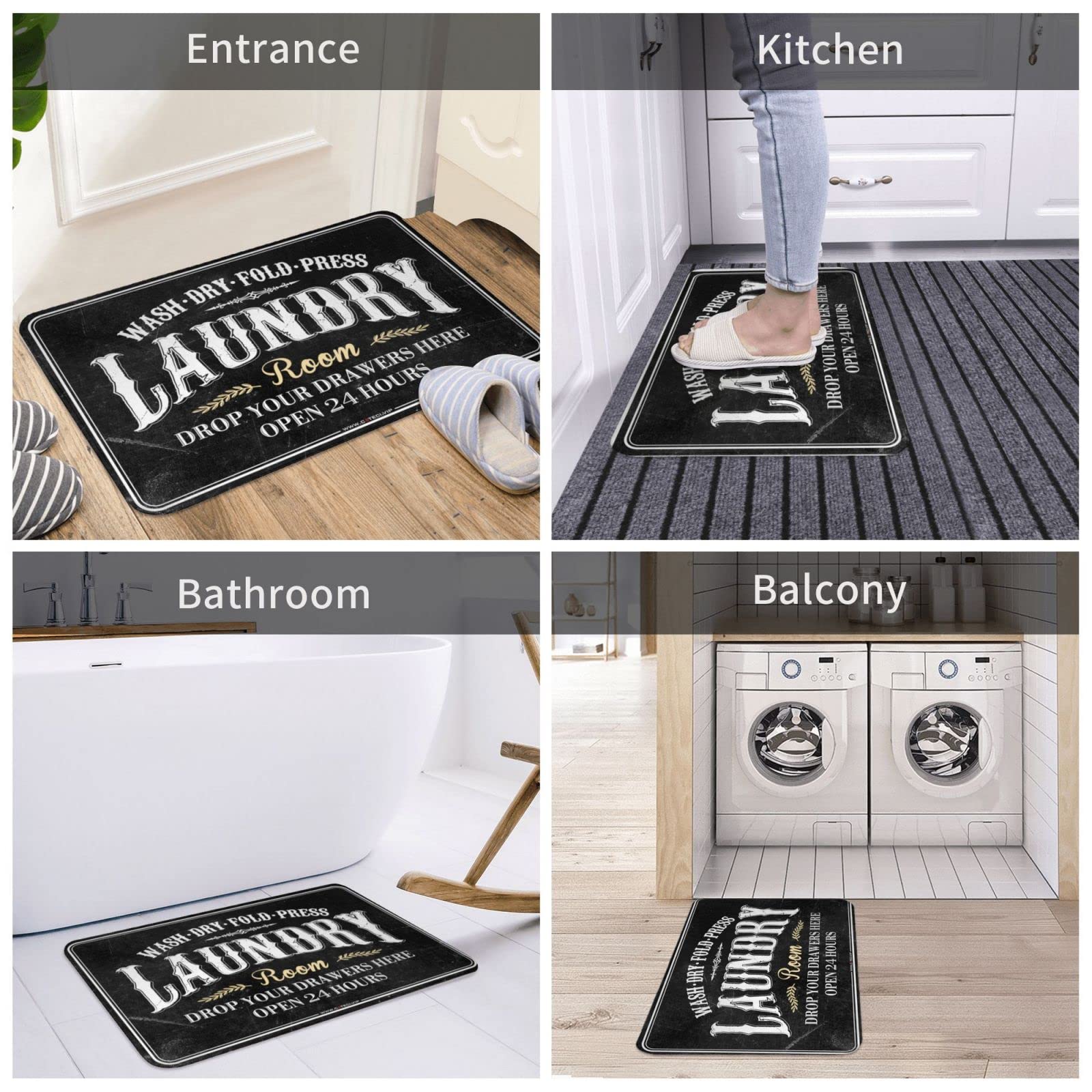 Non-Slip Washable Laundry Room Rug Runner - 20
