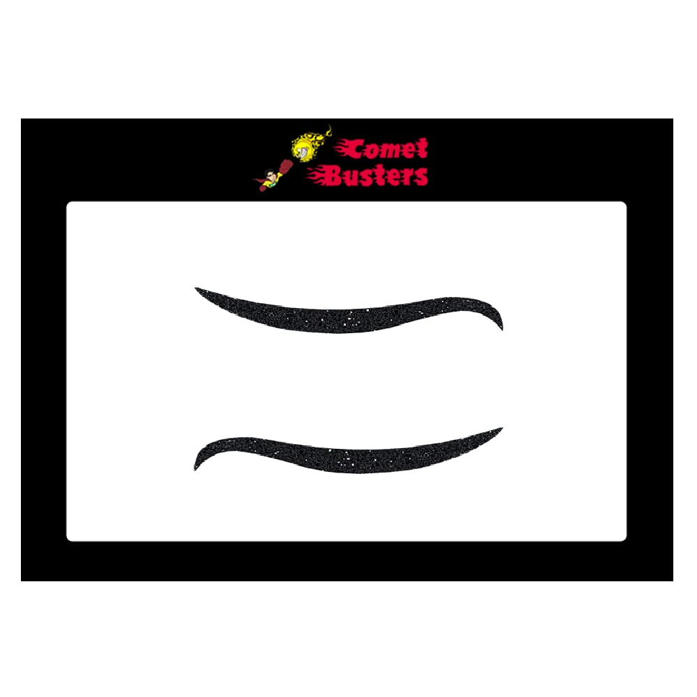 Comet Busters Glitter Black Eyeliner Stickers (EYE084) - Waterproof Self-Adhesive Eye Makeup Decals for Parties, Halloween & Cosplay