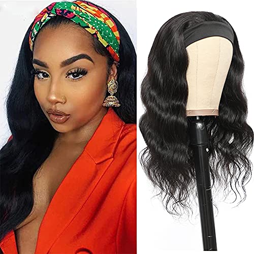 Amella Glueless Human Hair Headband Wigs - 150% Density Brazilian Virgin Body Wave Machine Made Wigs for Black Women (14 Inch) | No Lace Front | Perfect for Daily Wear, Parties & Protective Styling