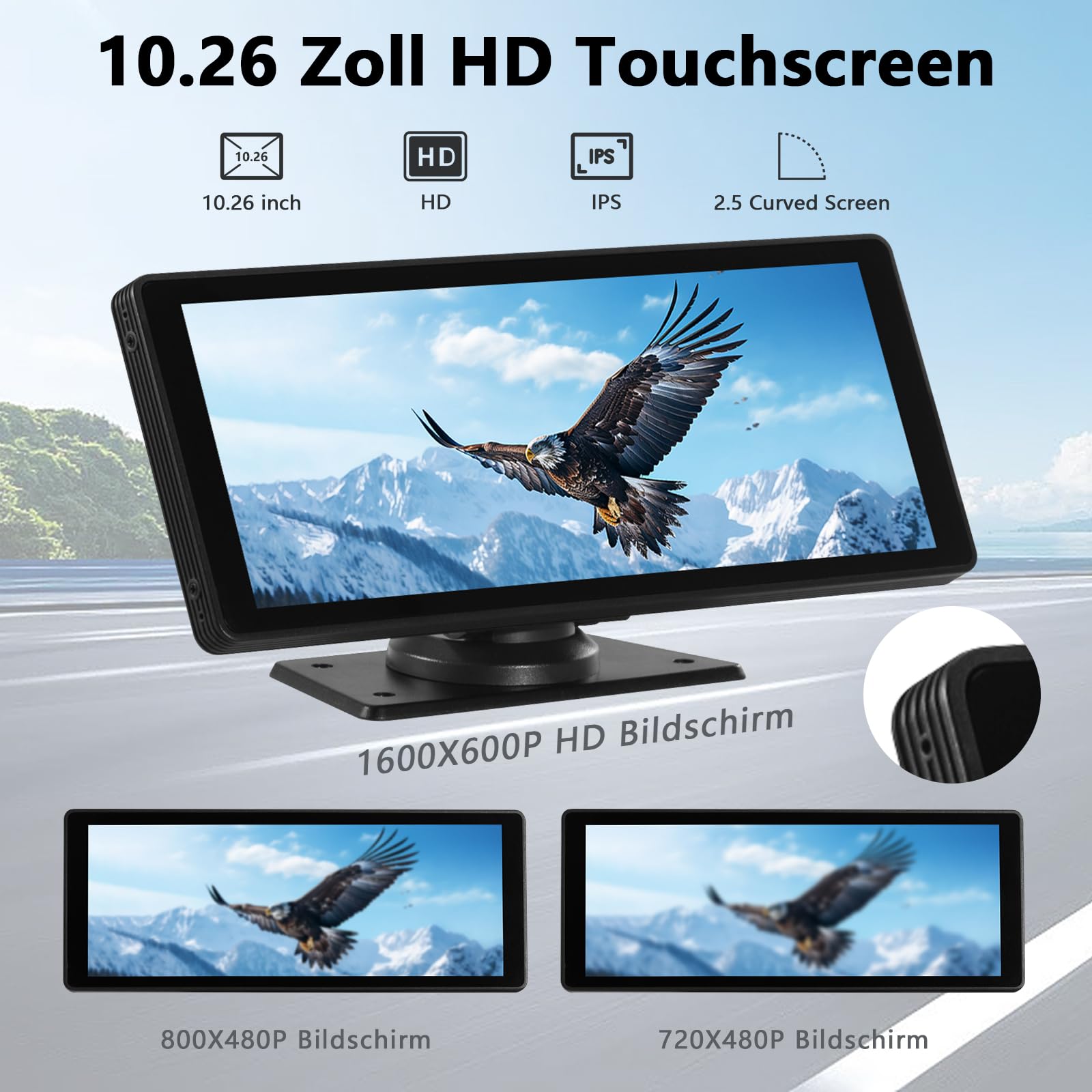 10.26 Inch Wireless Apple CarPlay & Android Auto Touch Screen Car Stereo - Portable GPS Navigation with Backup Camera, Bluetooth, Mirror Link & TF Card Support - Perfect for Road Trips, Commuting & Hands-Free Driving