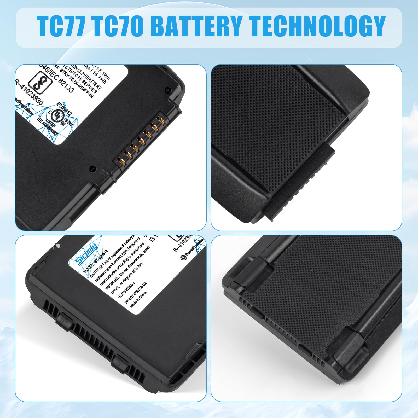 10pcs 4620mAh Replacement Batteries for Zebra Symbol TC70 TC75 TC72 TC77 TC70X - Compatible with BT-000318, 82-171249-01, 82-171249-02, BTRY-TC70X-46MA1-01, BTRY-TC7X-46MA2 - Long-Lasting Power for Barcode Scanners in Retail, Warehousing & Logistics
