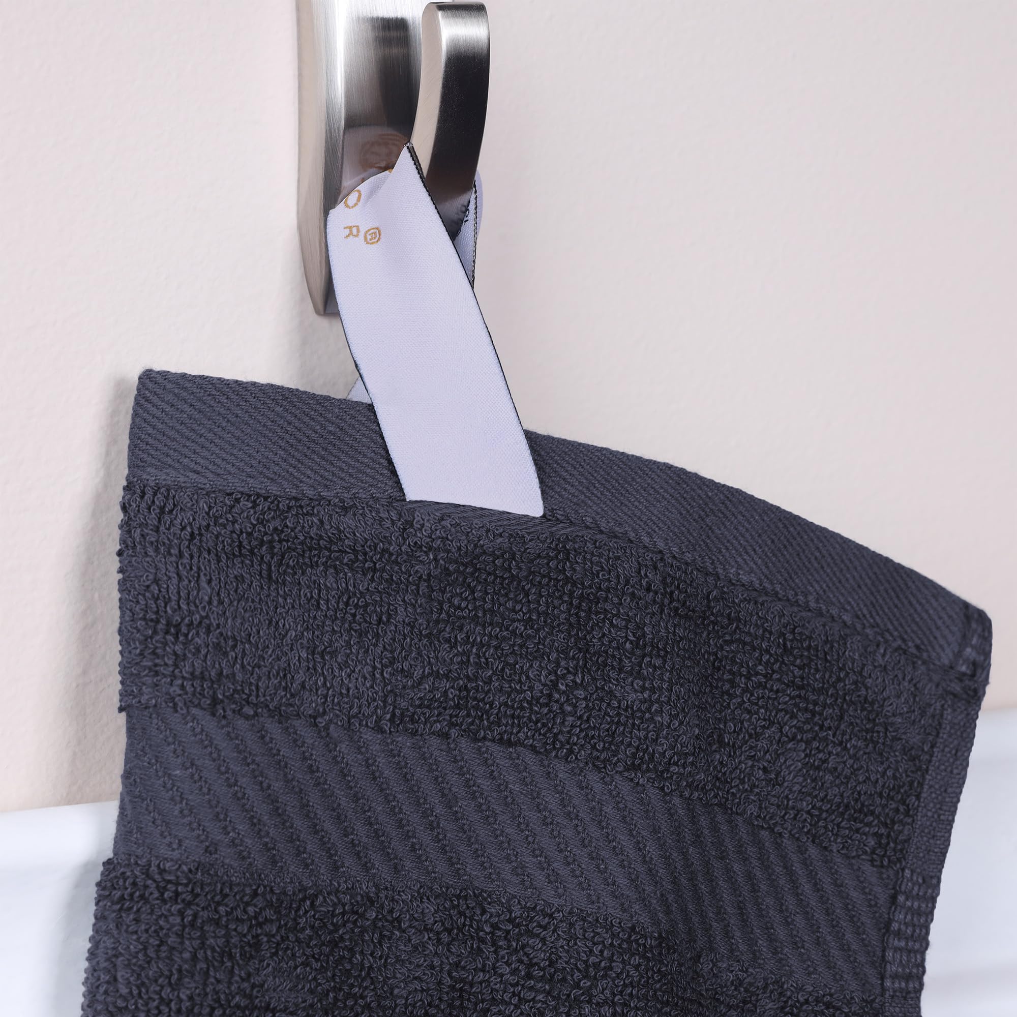 Premium Egyptian Cotton Bath Towel Set - Ultra Absorbent Luxury Towels for Shower, Spa & Bathroom - Soft & Plush 2-Piece Set with Modern Dobby Border - Perfect for Home, Hotel & Gift (Black)