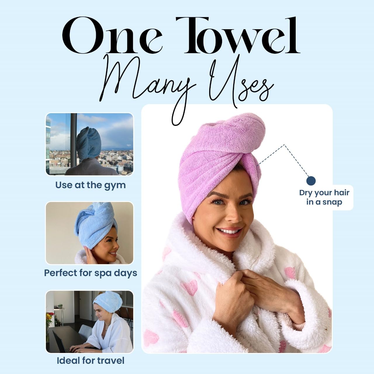 Extra Soft Microfiber Hair Towel Wrap (2 Pack) - Quick Dry Hair Towel for Women | Perfect for Post-Shower, Salon Styling & Travel Accessories