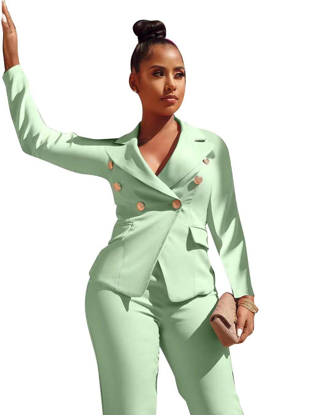 Women's 2-Piece Blazer Suit Set - Long Sleeve Blazer Jacket & Pencil Pants for Business Office Work | Professional Outfit for Meetings, Interviews & Corporate Events
