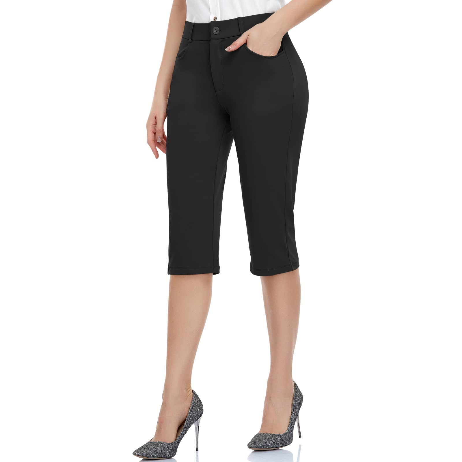 HISKYWIN Women's Stretchy Yoga Dress Pants - Straight Leg & Bootcut Office Slacks with Pockets for Business Casual, Petite Sizes - Perfect for Work, Yoga & Everyday Comfort
