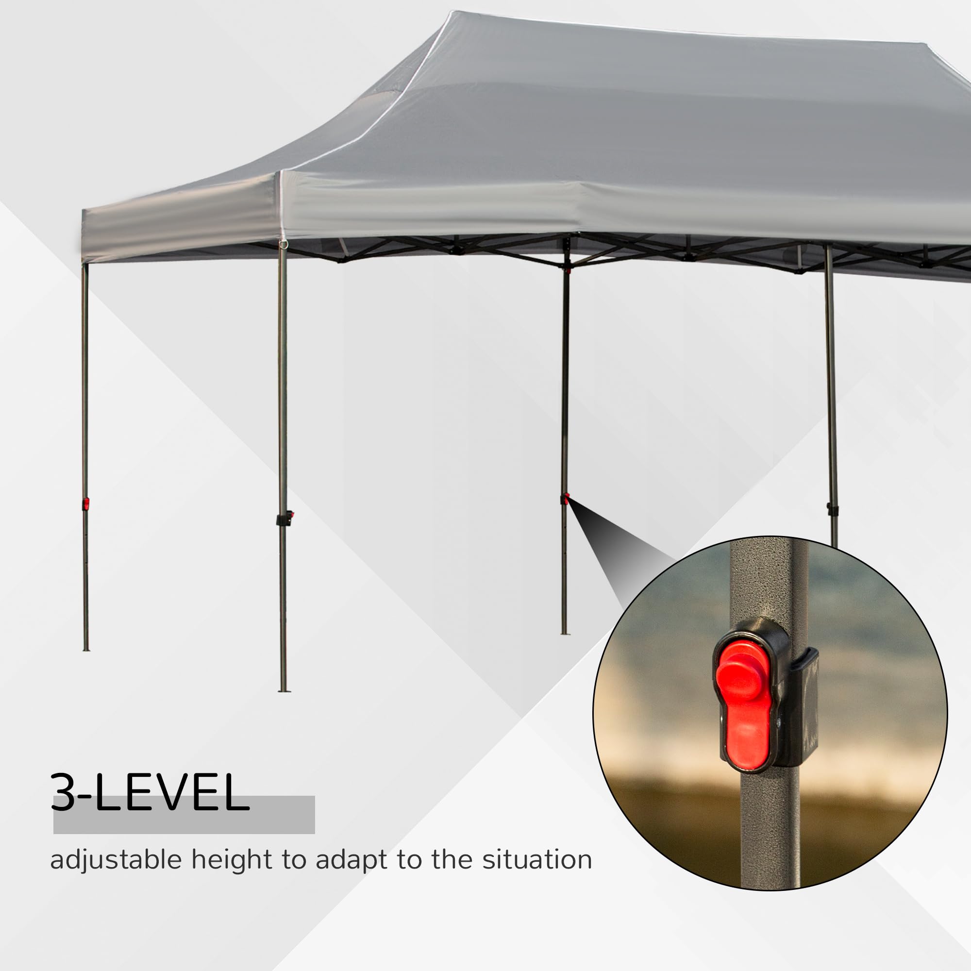 Outsunny 10' x 20' Pop Up Canopy Tent with Removable Sidewalls & Doors, Instant Shelter for Outdoor Events - Portable Party Tent with Wheeled Carry Bag & Adjustable Height - Perfect for Backyard, Garden, Patio, Camping & Tailgating - Gray