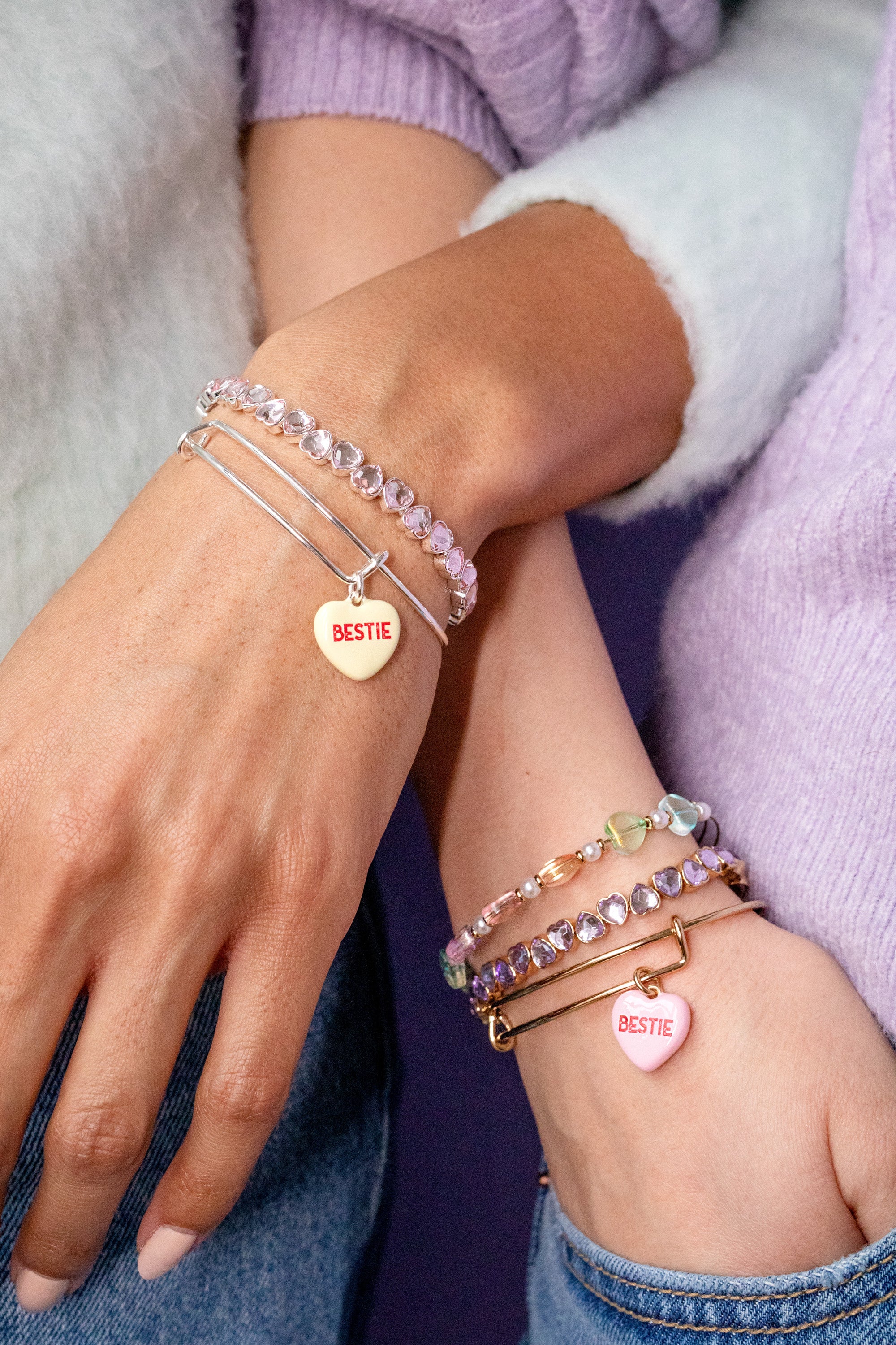 Colorful Heart Beaded Bangle Bracelet for Women - Stylish Bohemian Jewelry Gift for Valentine's Day, Anniversary or Everyday Wear