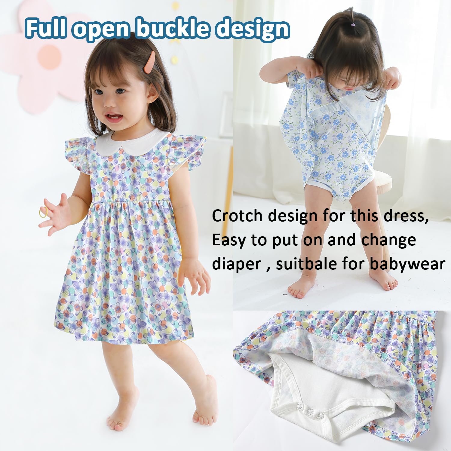 Zanie Kids Baby Girls Summer Dress - 100% Cotton Easter Outfit with Short Sleeves | Perfect for Easter Sunday, Family Photos & Summer Playdates