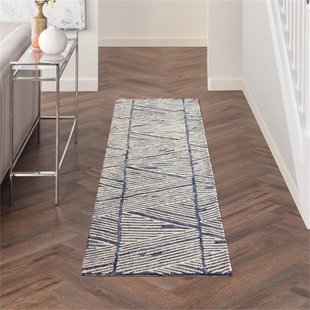 Nourison Vail Abstract White Blue 2'3