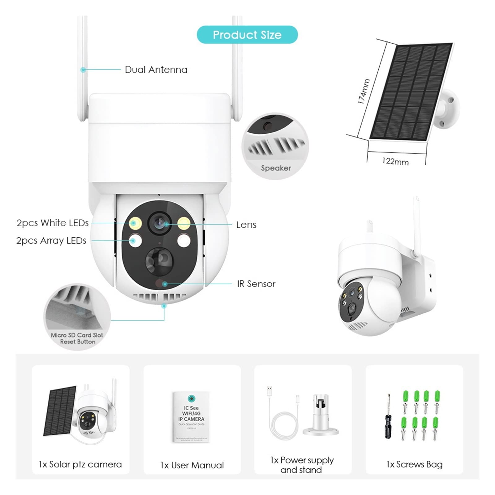 4K Solar Security Camera Outdoor - 8MP WiFi Surveillance with 7800mAh Battery for Home Protection