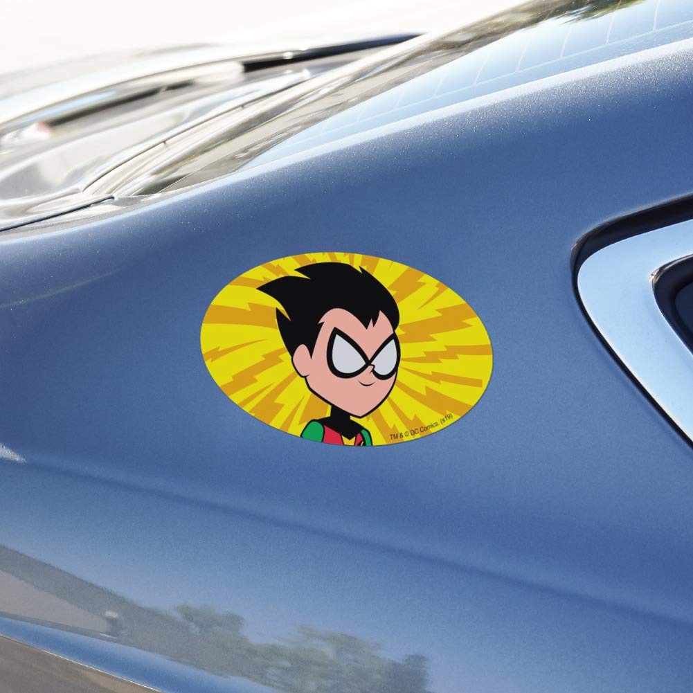 Teen Titans Go! Robin Car Fridge Magnet - Vinyl Euro Oval Decorative Sticker for Vehicles, Lockers & Home Use - Perfect for Fans & Collectors