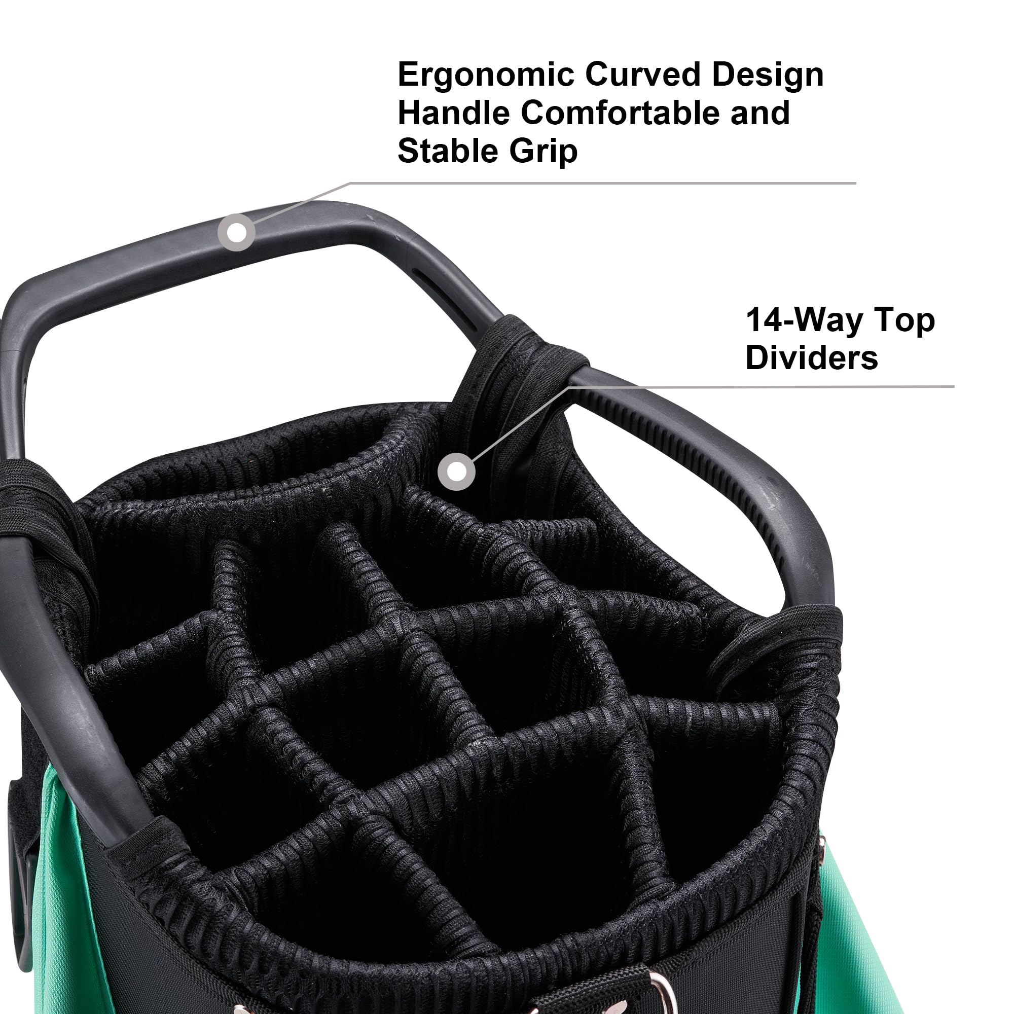 **14-Way Top Organizer Golf Cart Bag with Handle & Rain Cover - Premium Golf Bag for Men & Women - Perfect for Golf Carts, Tournaments & Practice Rounds**
