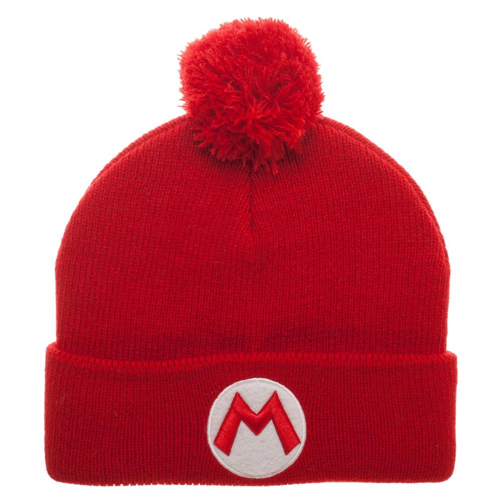 Super Mario Red POM Beanie Hat - Official Nintendo Licensed - Perfect for Cosplay, Gaming, and Winter Warmth