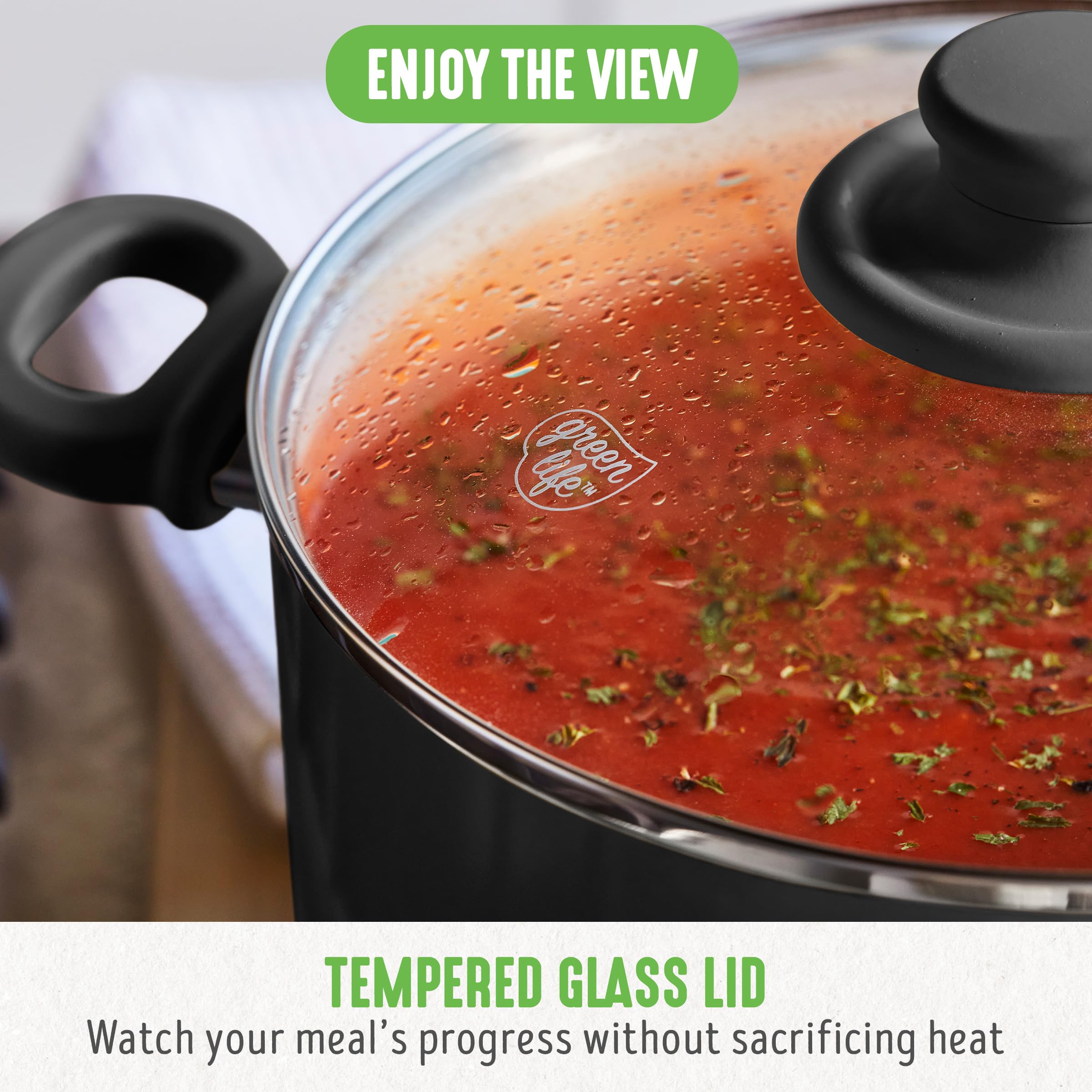 GreenLife Soft Grip 16-Piece Non-Toxic Ceramic Nonstick Cookware Set - PFAS-Free, Oven & Dishwasher Safe Pots and Pans with Glass Lids & Stay-Cool Handles - Perfect for Frying, Sauteing, and Cooking Sauces - Ideal for Home Chefs and Healthy Meal Prep