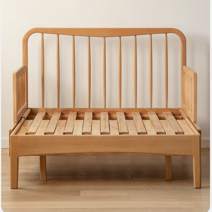 Solid Wood Whispering Telescopic Bed - Beech & Oak - Expandable Bed Frame for Small Spaces, Guest Rooms & Kids' Bedrooms