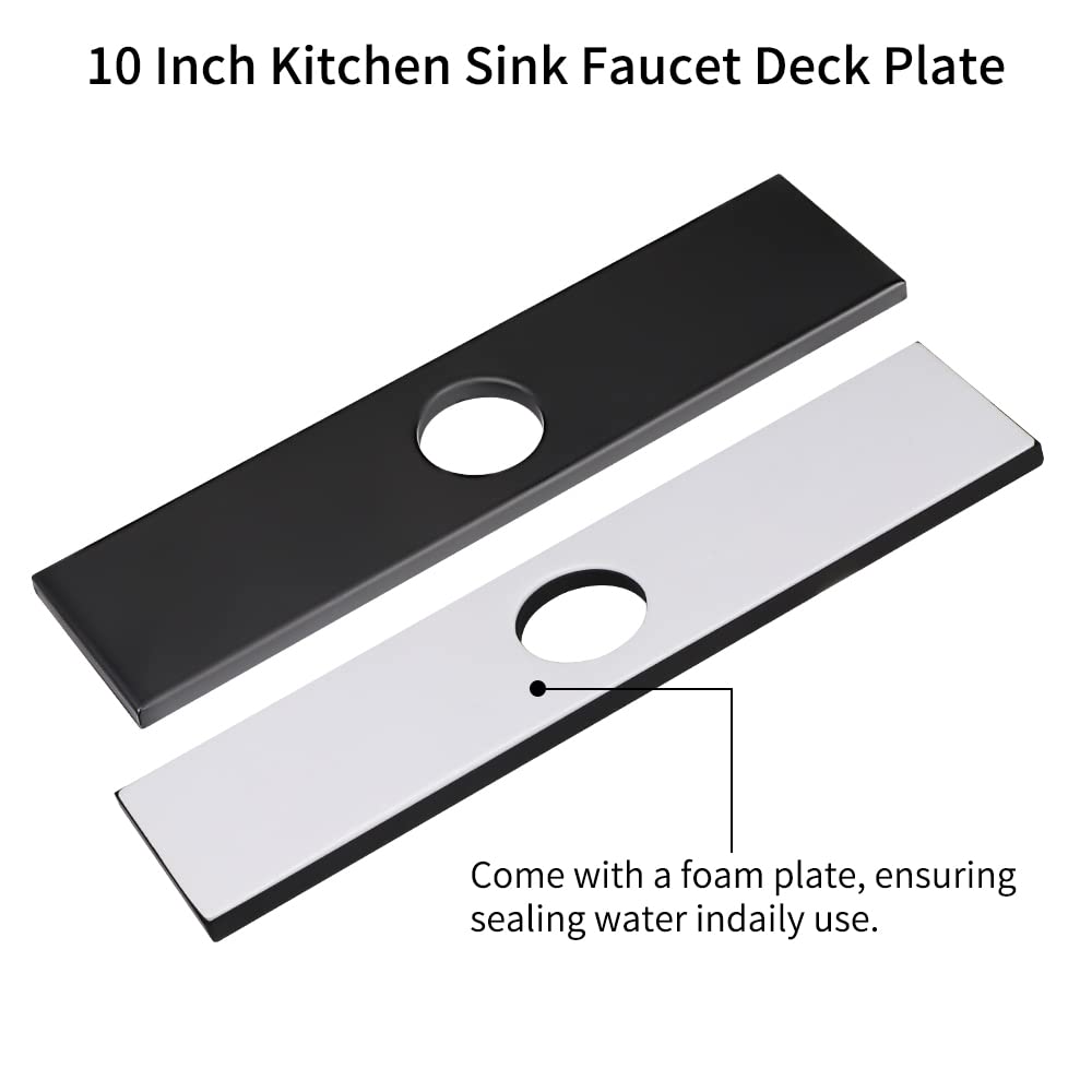 10 Inch Stainless Steel Faucet Deck Plate - Black Hole Cover for 1 or 3 Hole Kitchen & Bathroom Sinks - Durable Mounting Hole Cover for Unused Openings - Perfect for Modern Home Renovation and Sink Upgrades
