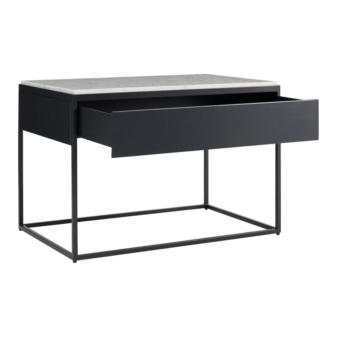 Modern Nightstand with USB Ports - Wooden Bedside Table with Storage Drawer for Bedroom, Living Room, and Office Use