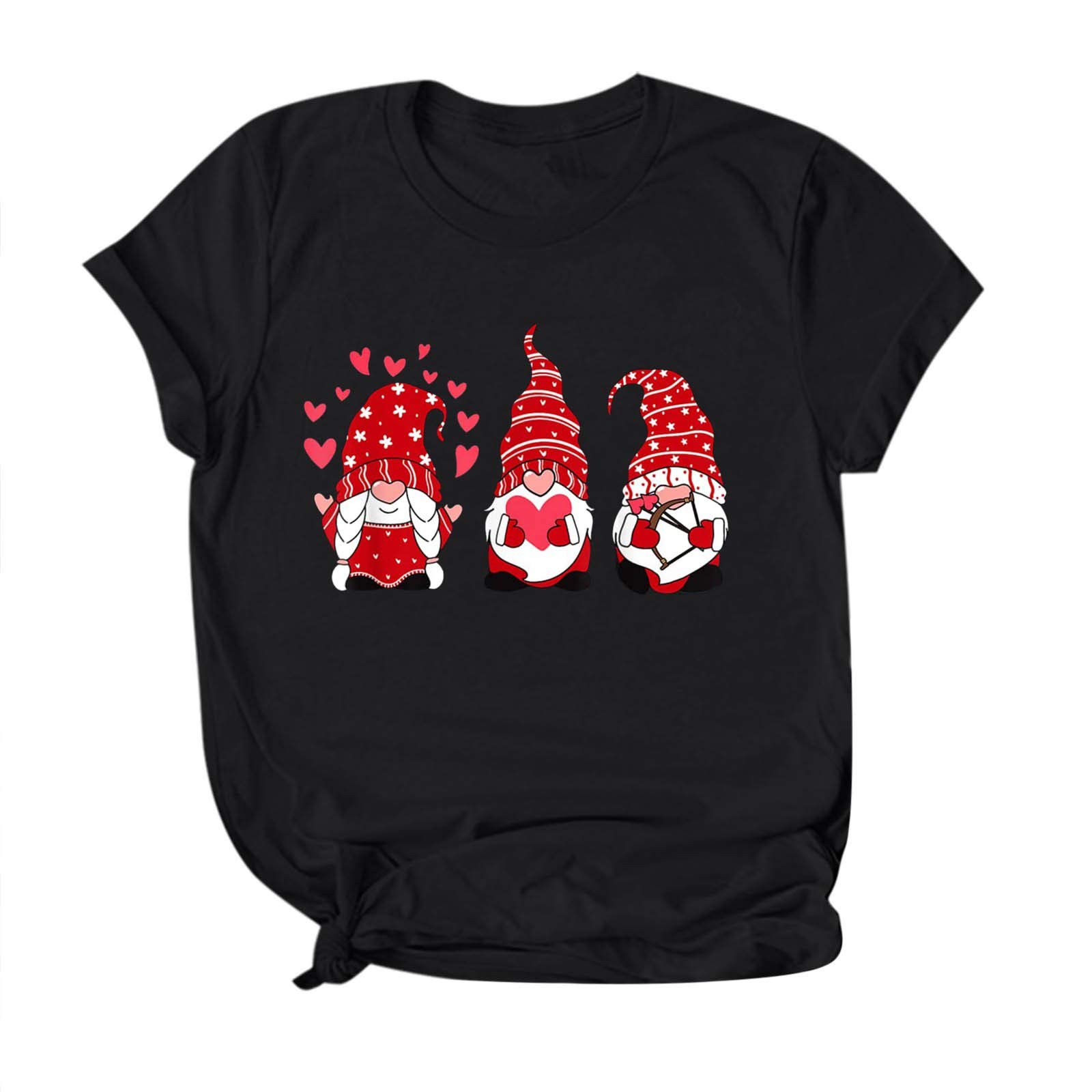 Valentine's Day Tops 2021 Short Sleeve T-Shirt for Women - Cute Gnome Lover Couples Print Tee - Summer Casual Wear for Date Night & Gift Giving
