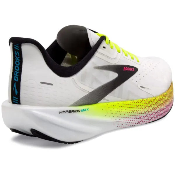 Brooks Men's Hyperion Max Running Shoes - Lightweight & Cushioned for Marathon Training - White/Black/Nightlife - Perfect for Road Running & Long-Distance Jogging