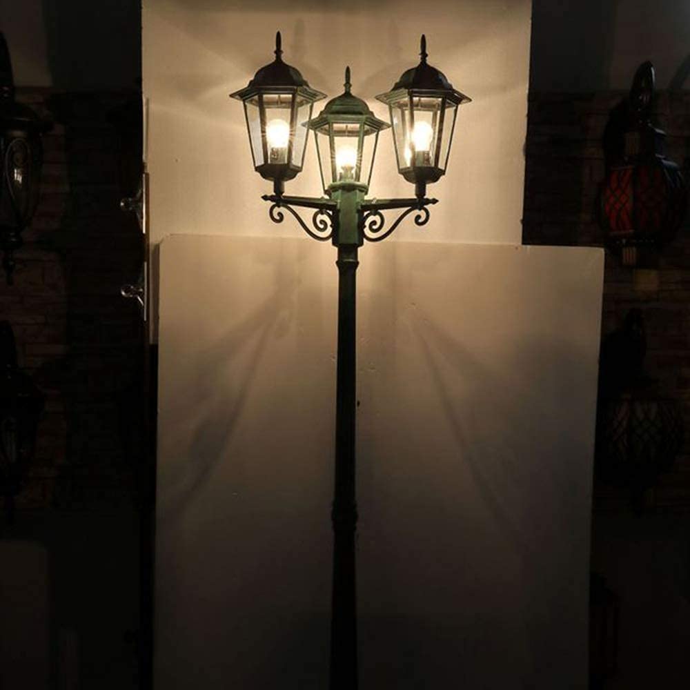 3-Head LED Garden Street Light with Aluminum Pole - E27 Socket, Die-Casting Waterproof Design for Lawn, Pathway & Outdoor Lighting | Perfect for Driveway, Backyard & Landscape Illumination
