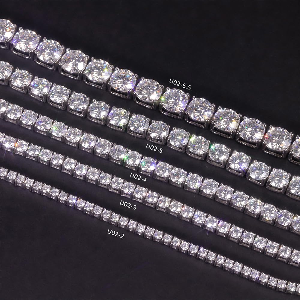 Moissanite Tennis Necklace 3mm-6.5mm | 925 Silver Plated with 14k White Gold | Handmade Jewelry for Women & Men | Anniversary & Birthday Gift | Perfect for Weddings, Parties & Special Occasions