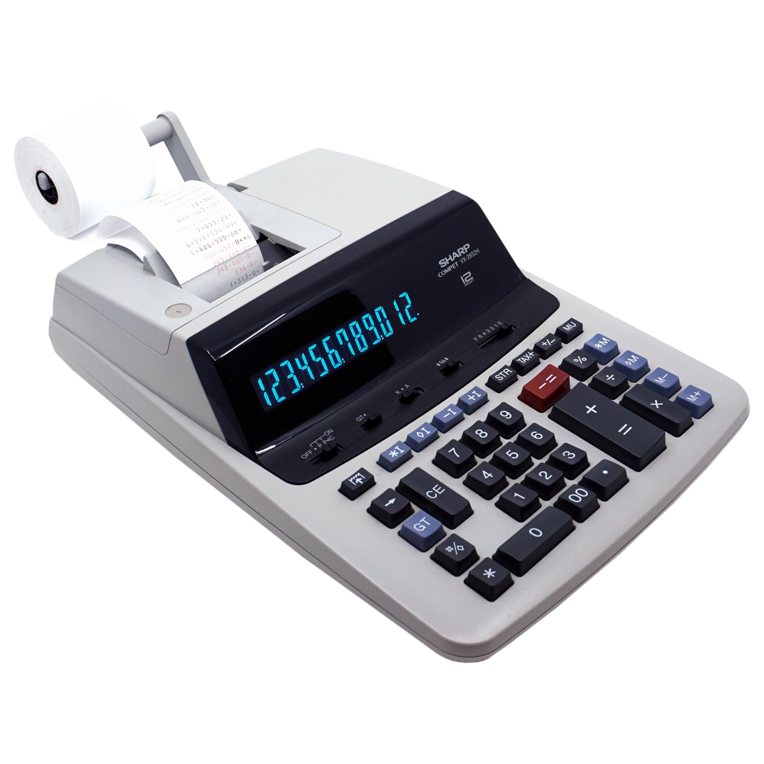 Sharp VX-2652H 12-Digit Desktop Printing Calculator with Large Display & Two-Color Printed Tape - Ideal for Office, Accounting, Bookkeeping, and Financial Calculations | Perfect for Small Business, Home Office, and School Use