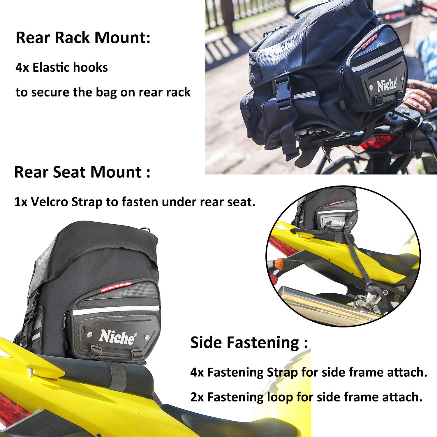 Waterproof Motorcycle Tail Bag - Universal Rear Seat Luggage for Sports & Street Bikes, Durable Touring Shoulder Bag (Model NMO-2215) - Perfect for Commuting, Road Trips & Adventure Riding