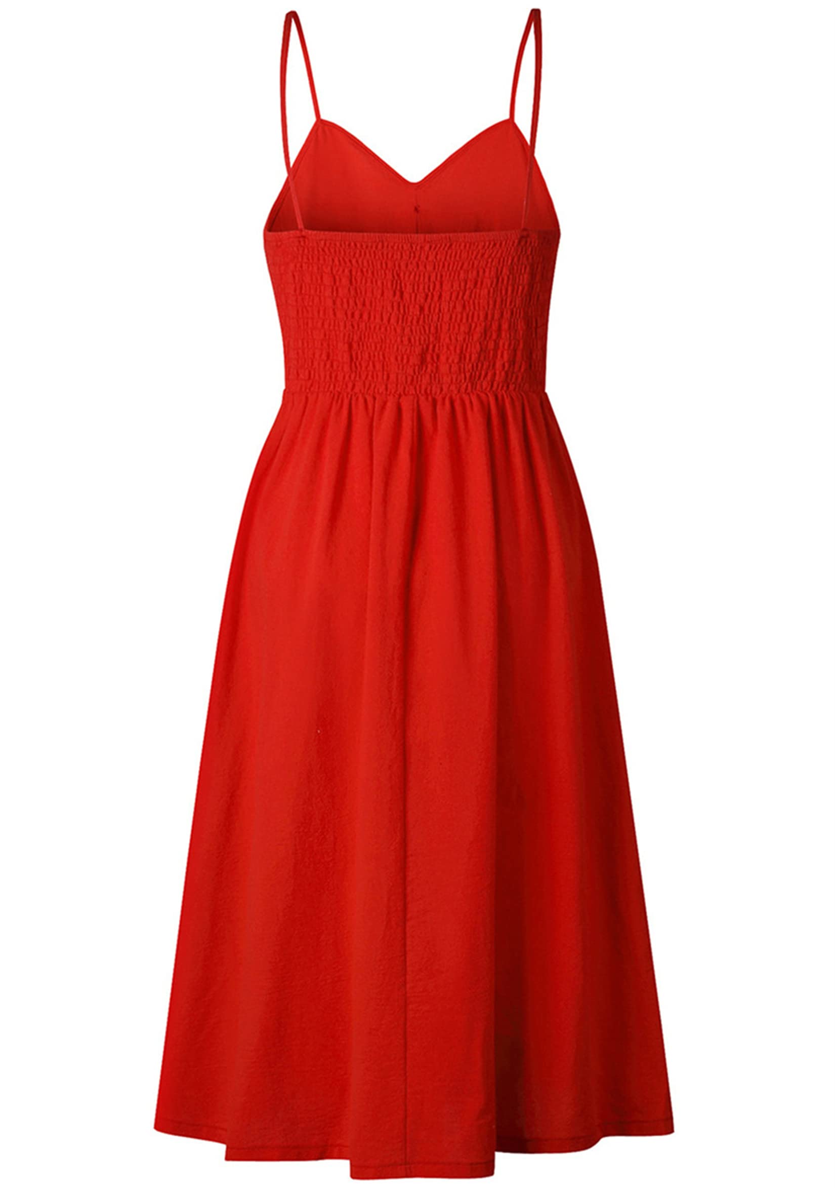 TYQQU Women's Summer Spaghetti Strap Dress - Sleeveless V-Neck Polka Dot Beach Dress with Pockets | Casual Midi Dress for Vacation, Pool Party & Date Night
