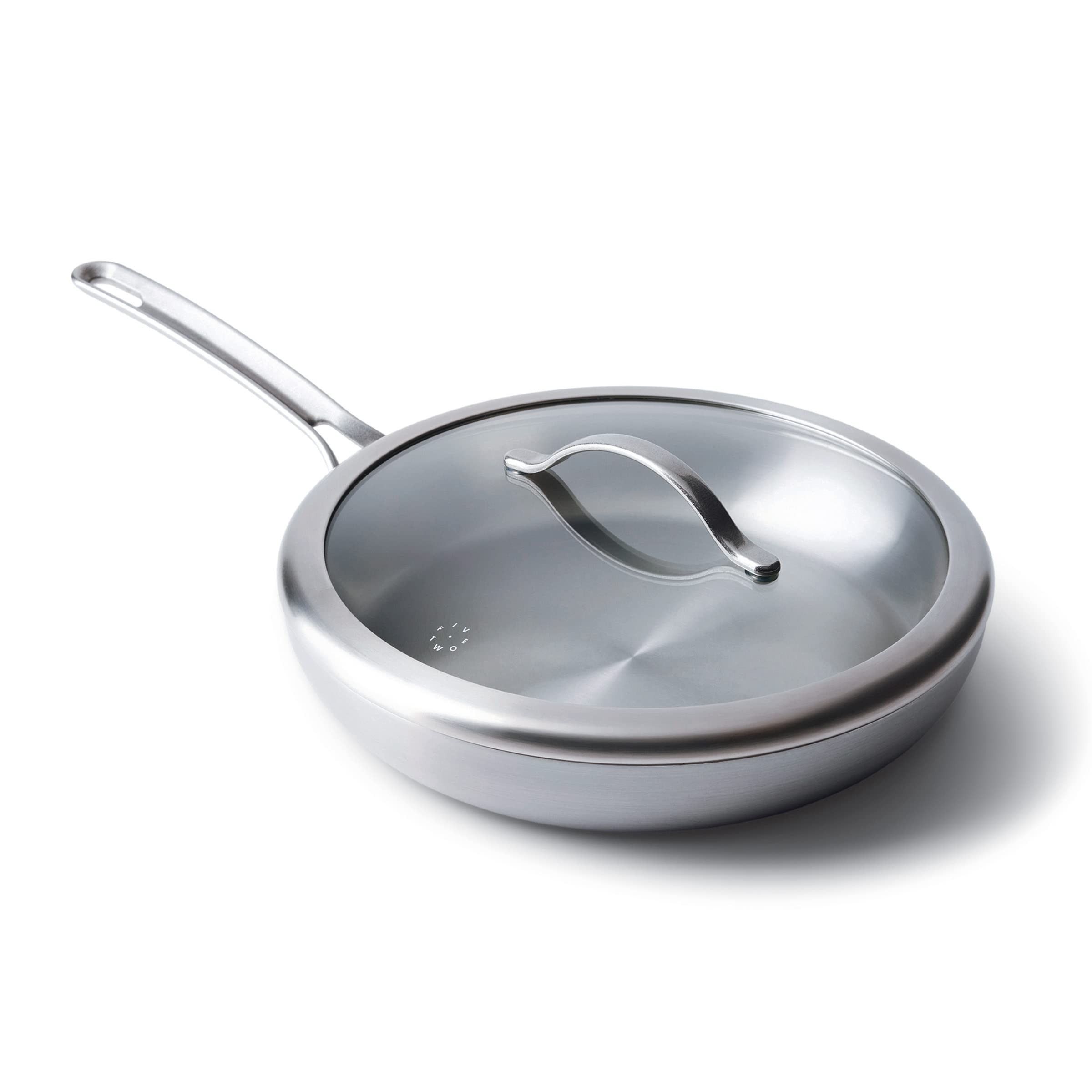 GreenPan X Food 52 Five-Two Essentials 12-Inch Tri-Ply Stainless Steel Frying Pan with Lid - PFAS-Free, Multi-Clad, Induction Compatible, Dishwasher & Oven Safe - Perfect for Searing, Sautéing & Everyday Cooking