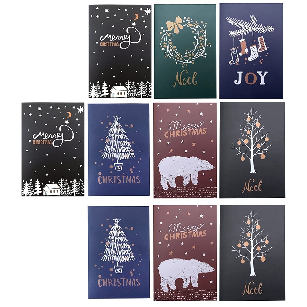 PRETYZOOM 10-Pack Christmas Greeting Cards with Envelopes - Festive Holiday Cards for Xmas Gifts, Parties & Family Celebrations (Assorted Designs)