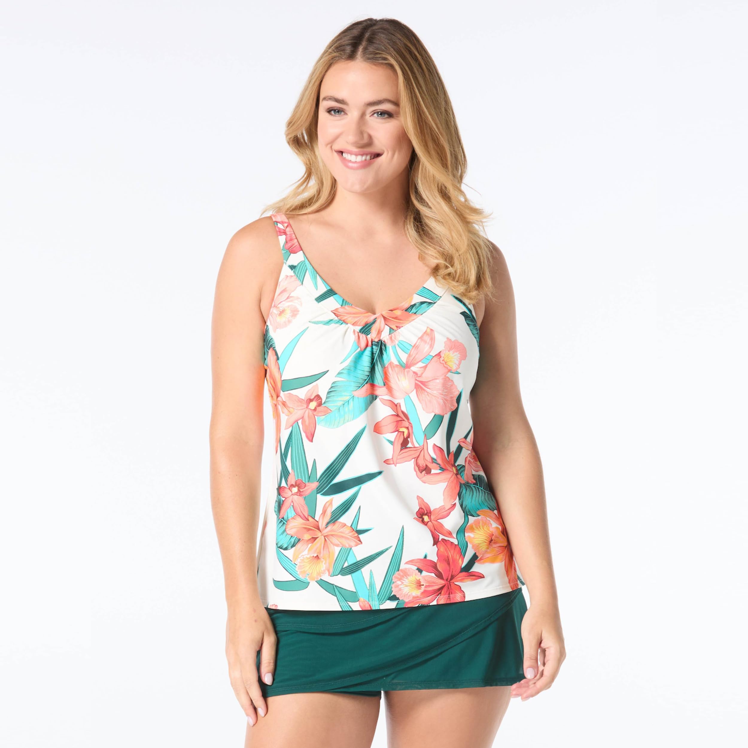 COCO REEF Core Bra Sized V-Neck Underwire Tankini Top - Supportive Swimwear for Women | Perfect for Beach Vacations, Pool Parties & Summer Getaways