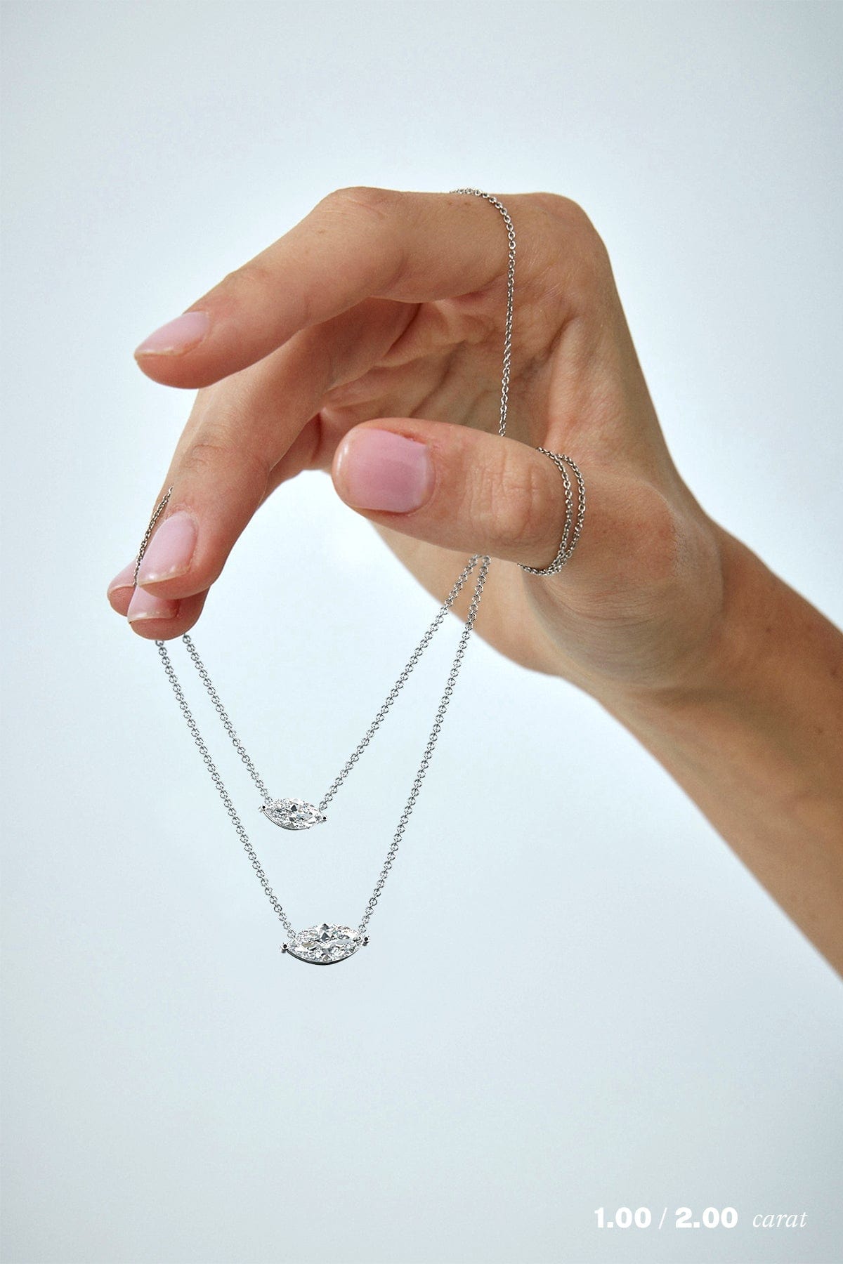 2 Carat Marquise Floating Diamond Necklace - 14K Gold Solitaire Pendant for Women - Perfect for Weddings, Anniversaries & Special Occasions