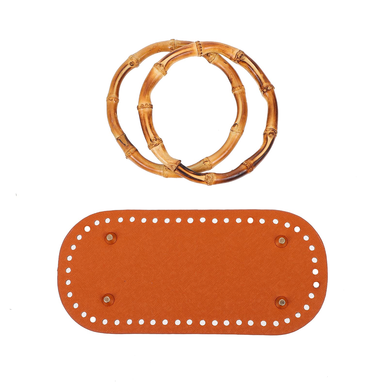 Amosfun DIY Crochet Bag Handles with PU Bottom - Handbag Straps for Women & Girls - Perfect for Tote Bags, Market Bags, and Craft Projects