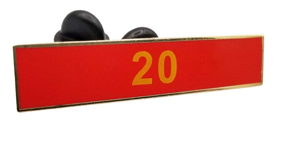 20 Years of Service Red Citation Bar - Premium Award Ribbon for Military, Police & First Responders Recognition Ceremonies